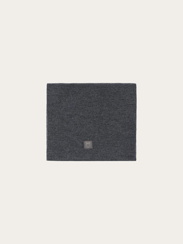 KnowledgeCotton Apparel - UNI Merino badge scarf Scarfs 1073 Dark Grey Melange