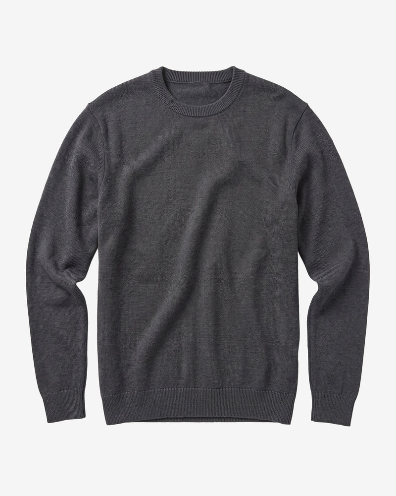 KnowledgeCotton Apparel - MEN Merino crew neck sweater Knits 1073 Dark Grey Melange