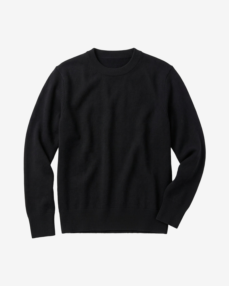 KnowledgeCotton Apparel - WMN Merino crew neck sweater Knits 1300 Black Jet