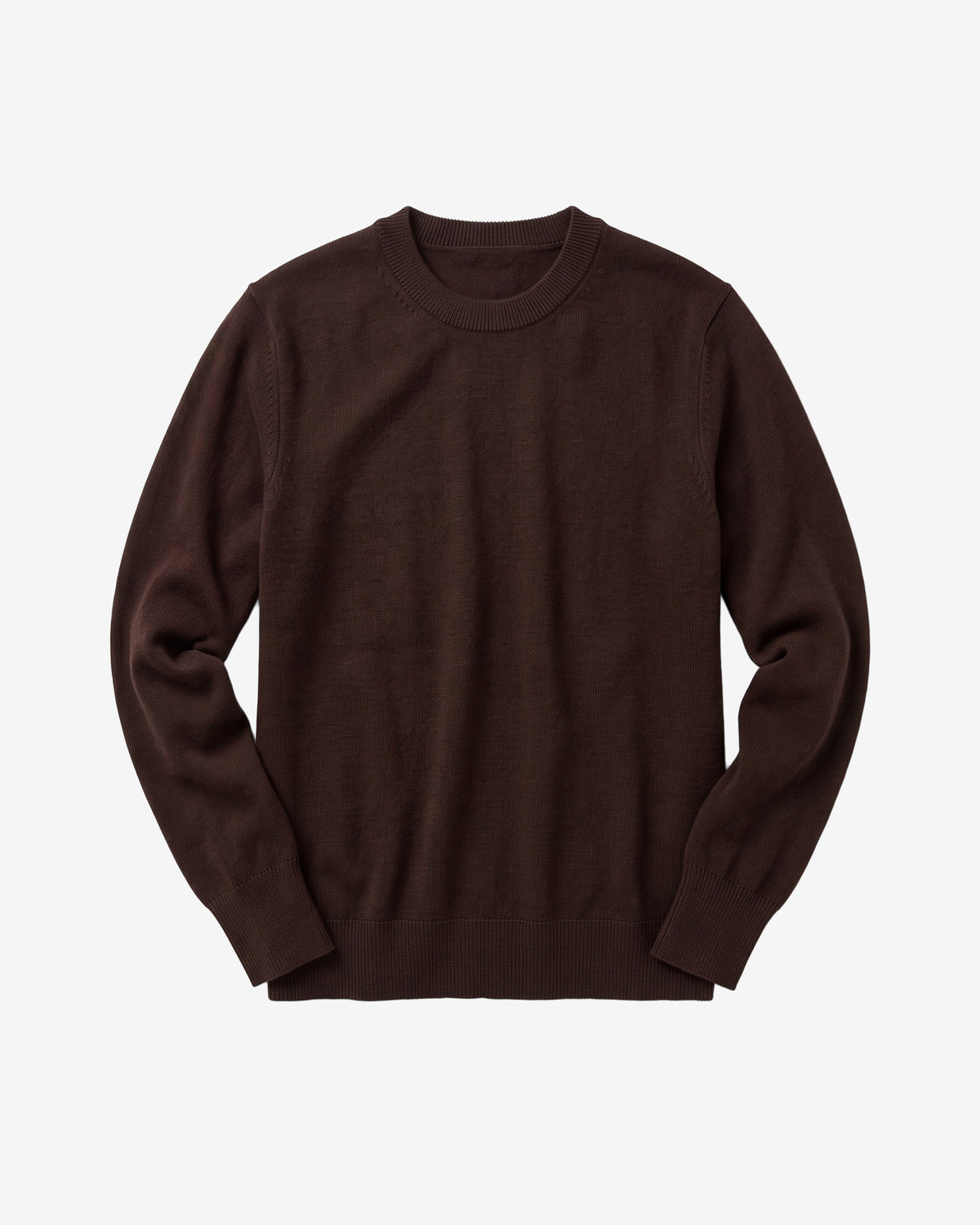 KnowledgeCotton Apparel - WMN Merino crew neck sweater Knits 1487 Chocolate Torte