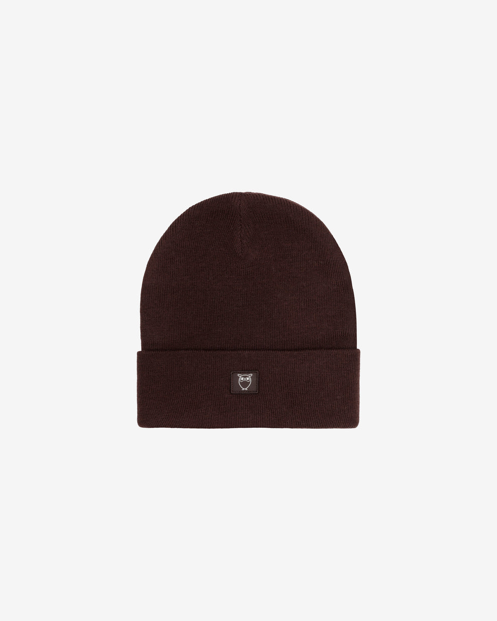 KnowledgeCotton Apparel - UNI Merino double layer badge beanie Hats 1487 Chocolate Torte