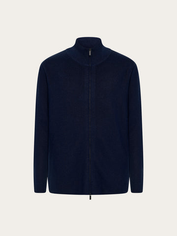 KnowledgeCotton Apparel - MEN Merino full zip sweater Knits 1001 Total Eclipse