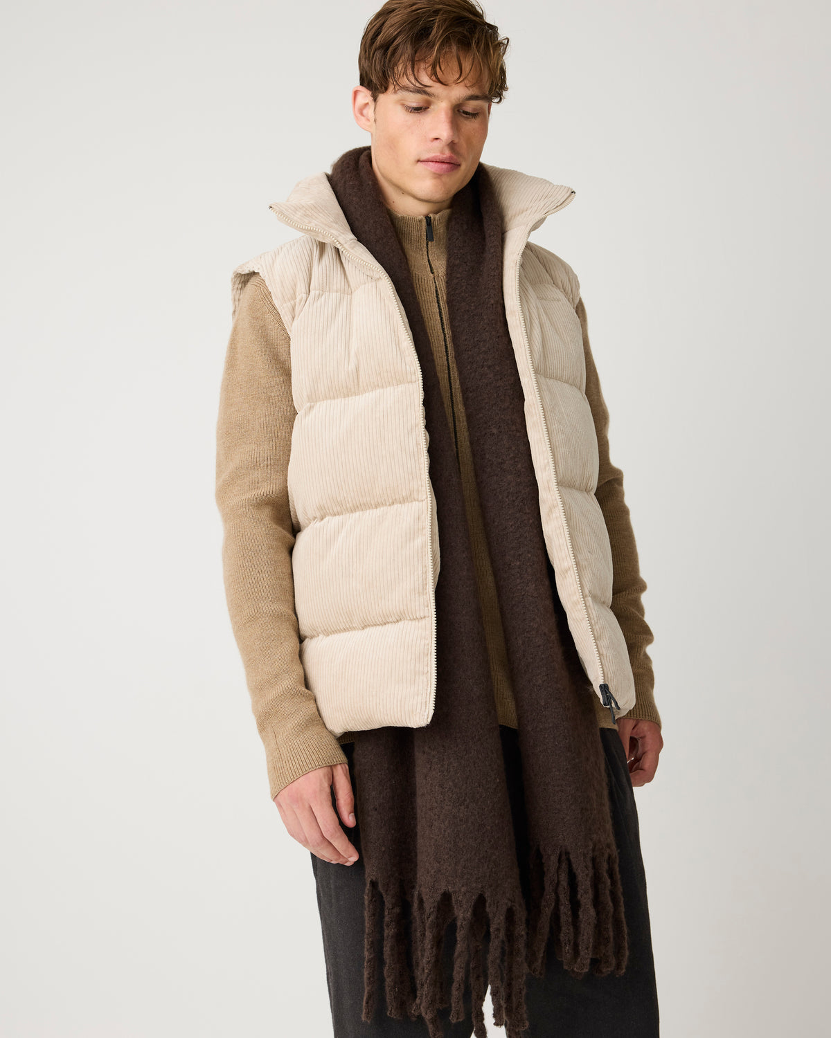 KnowledgeCotton Apparel - MEN Merino full zip sweater Knits 1336 Kelp melange