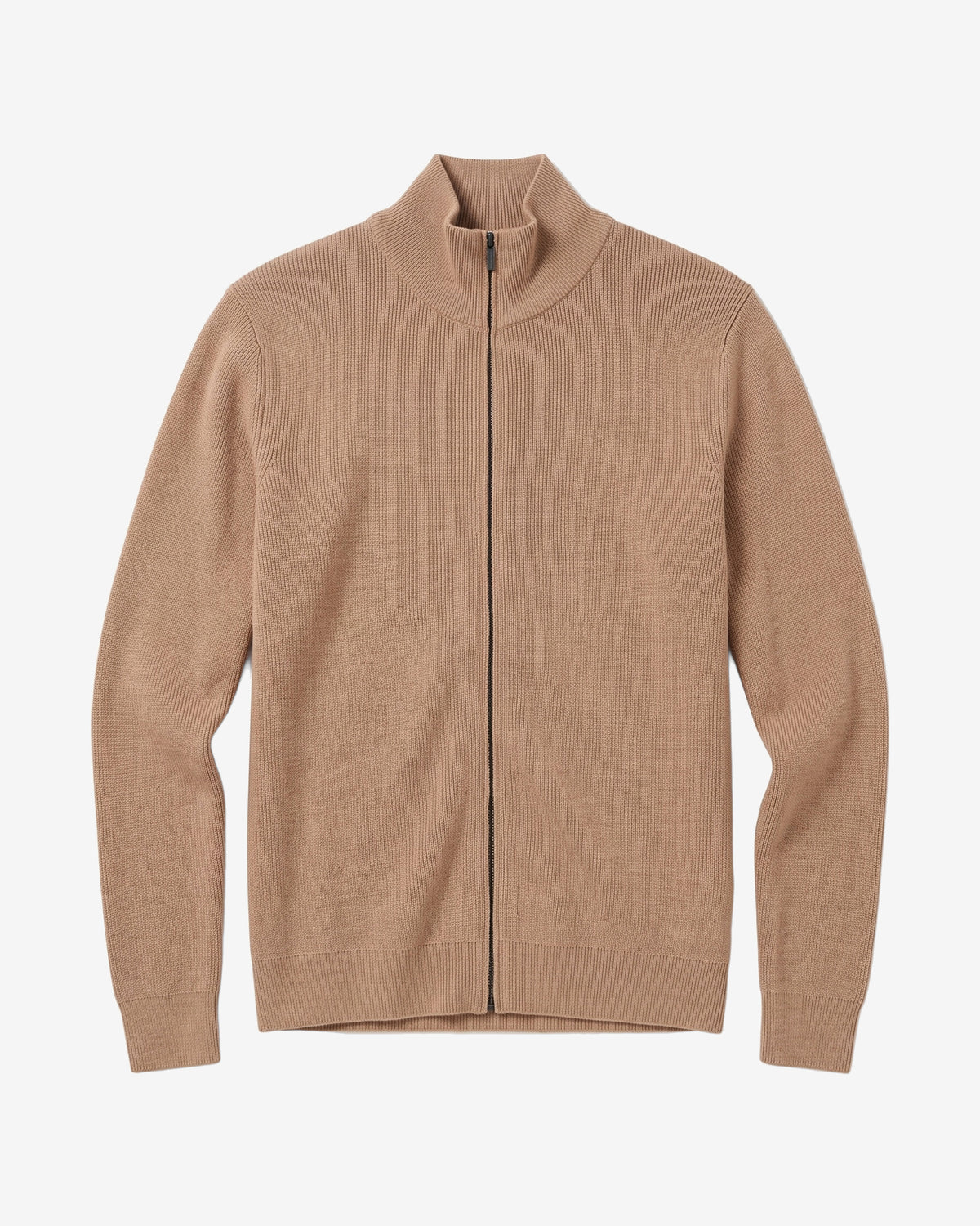 KnowledgeCotton Apparel - MEN Merino full zip sweater Knits 1336 Kelp melange