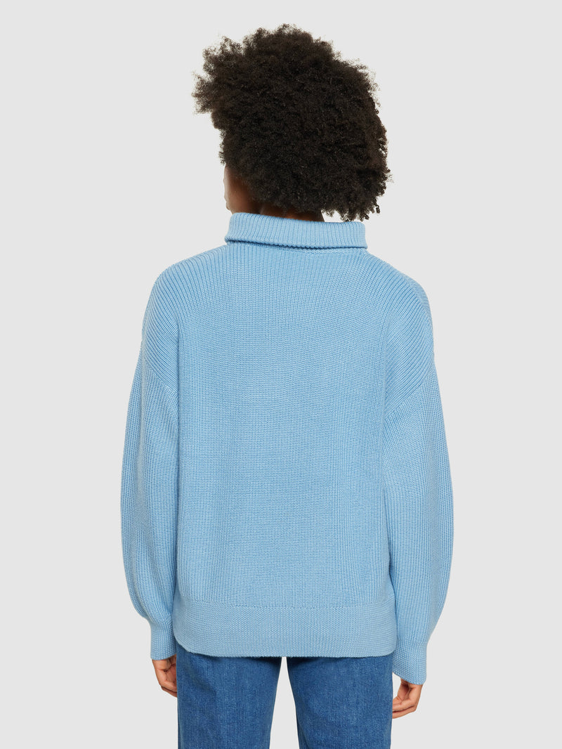 KnowledgeCotton Apparel - WMN Merino half zip high neck Knits 1463 Glacier Lake