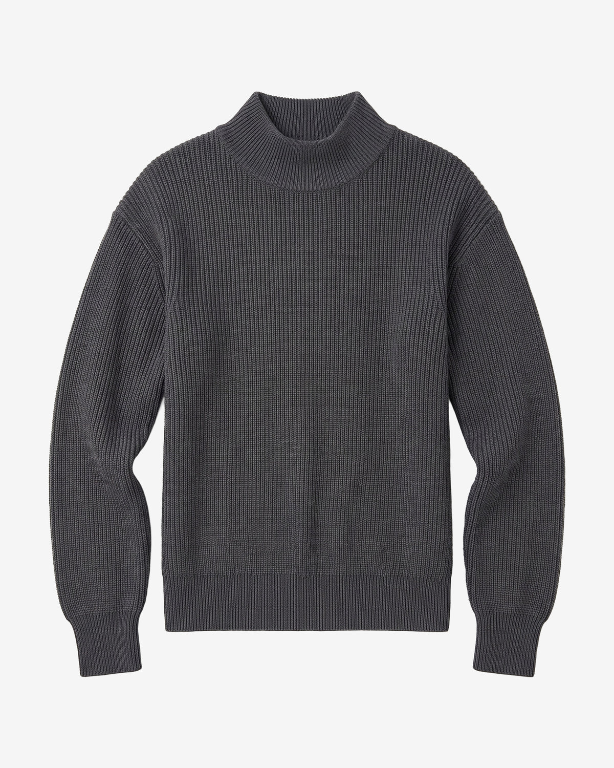KnowledgeCotton Apparel - WMN Merino high neck sweater Knits 1073 Dark Grey Melange