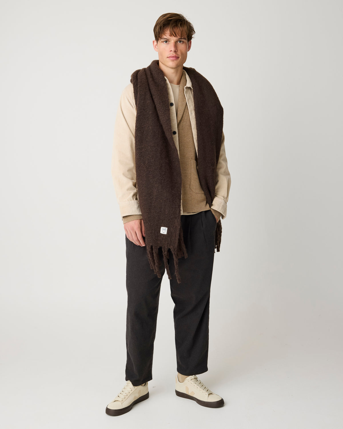 KnowledgeCotton Apparel - MEN Merino knit cardigan Knits 1336 Kelp melange