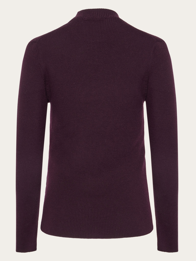 KnowledgeCotton Apparel - WMN Merino rib mock neck long sleeve t-shirt Knits 1281 Fig