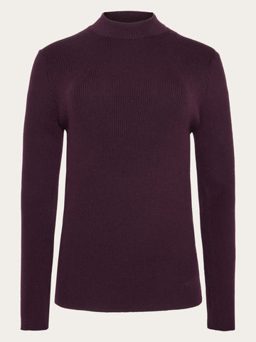 KnowledgeCotton Apparel - WMN Merino rib mock neck long sleeve t-shirt Knits 1281 Fig