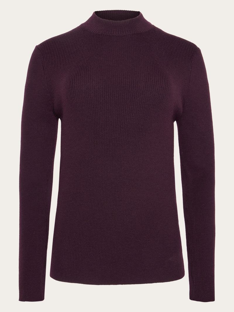 KnowledgeCotton Apparel - WMN Merino rib mock neck long sleeve t-shirt Knits 1281 Fig