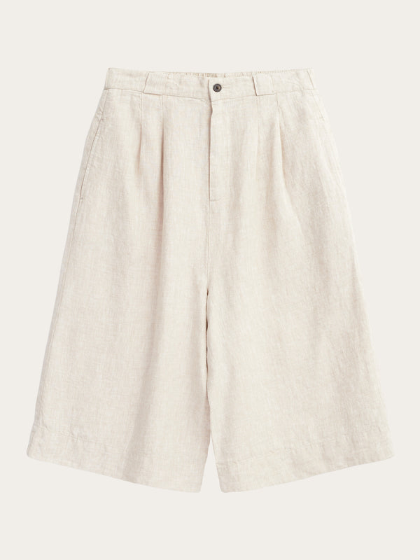 KnowledgeCotton Apparel - WMN Natural linen baggy shorts Shorts 1228 Light feather gray