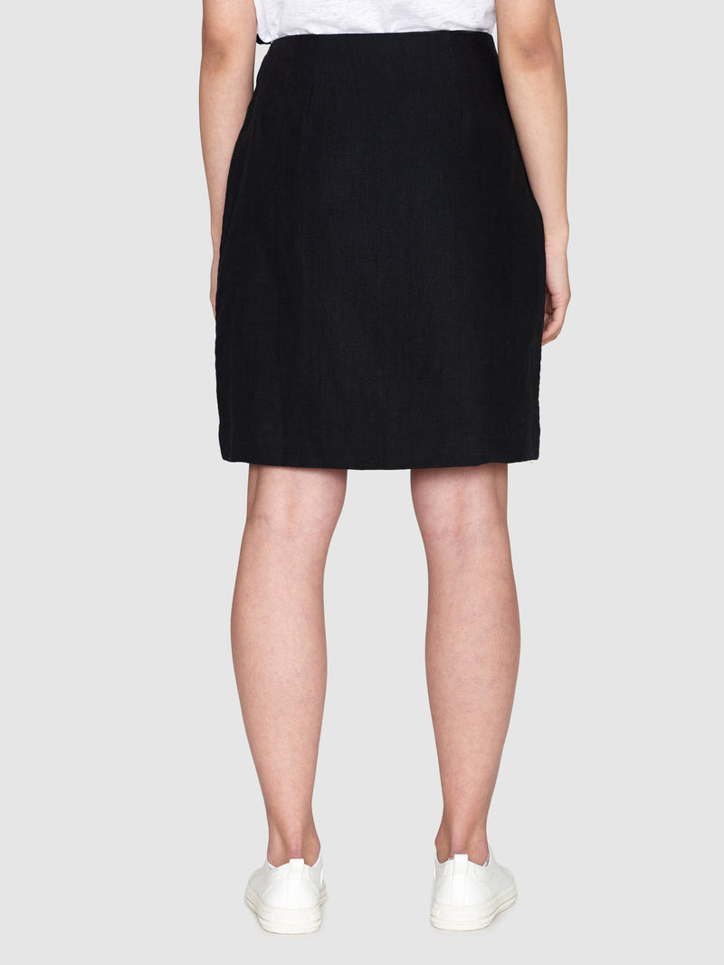 KnowledgeCotton Apparel - WMN Natural linen wrap skirt Skirts 1300 Black Jet