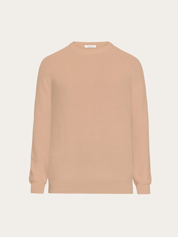 KnowledgeCotton Apparel - MEN O-neck merino wool rib knit Knits 1336 Kelp melange