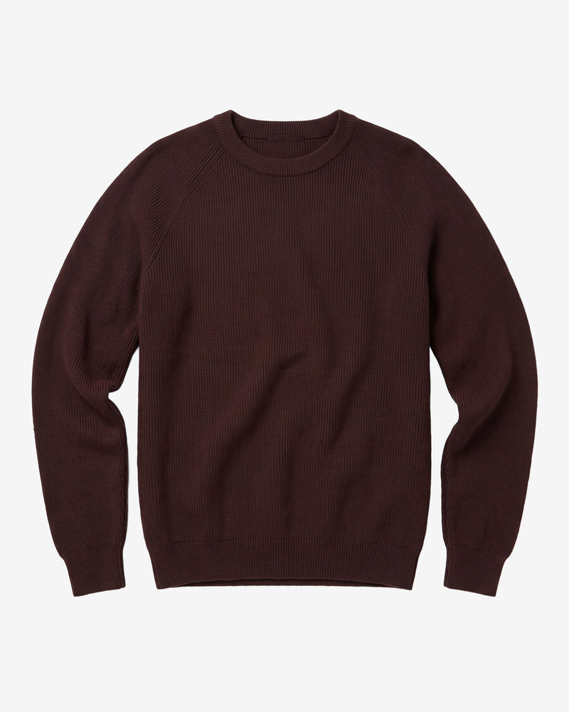 KnowledgeCotton Apparel - MEN O-neck merino wool rib knit Knits 1487 Chocolate Torte