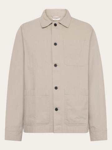 KnowledgeCotton Apparel - MEN Organic Cotton Canvas Overshirt GOTS Overshirts 1228 Light feather gray