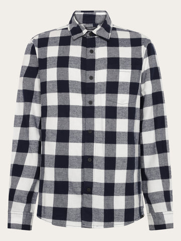 KnowledgeCotton Apparel - MEN Organic Cotton Checked Flannel Shirt GOTS Shirts 7021 blue check