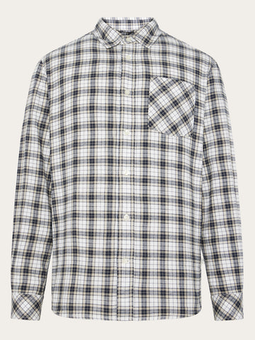 KnowledgeCotton Apparel - MEN Organic Cotton Checked Flannel Shirt GOTS Shirts 7021 blue check