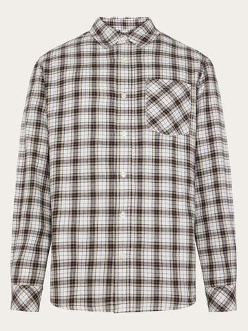 KnowledgeCotton Apparel - MEN Organic Cotton Checked Flannel Shirt GOTS Shirts 7026 Brown check