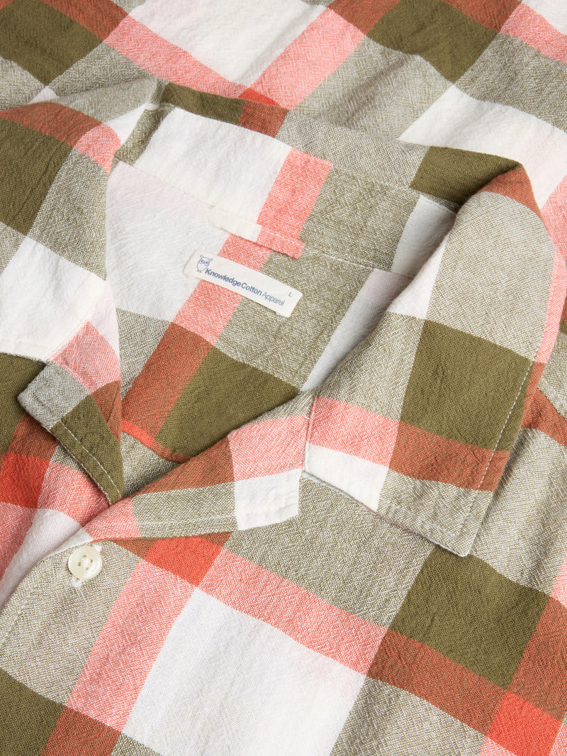 KnowledgeCotton Apparel - MEN Organic Cotton Checked Shirt GOTS/Vegan Shirts 7030 Beige check