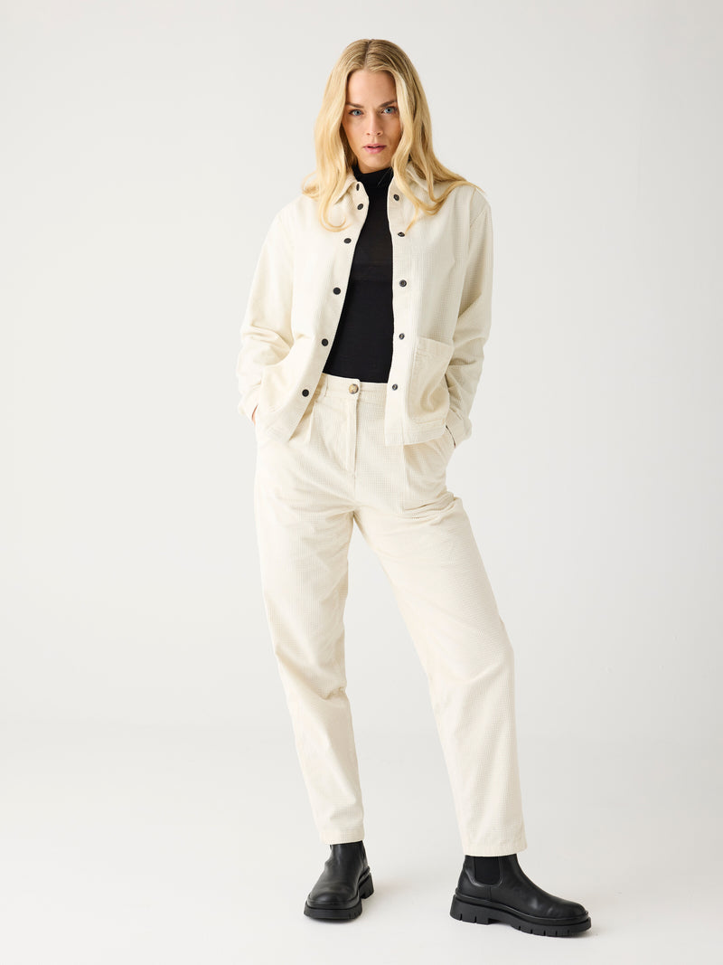 KnowledgeCotton Apparel - WMN Organic Cotton Chloe Corduroy Pant GOTS Pants 1387 Egret