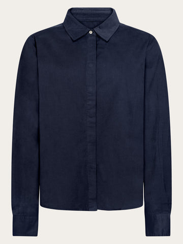 KnowledgeCotton Apparel - WMN Organic Cotton Corduroy Shirt GOTS Shirts 1001 Total Eclipse