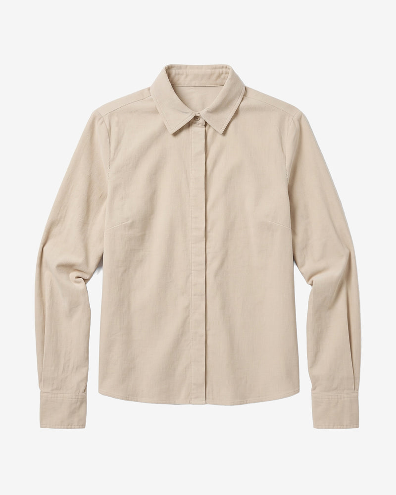 KnowledgeCotton Apparel - WMN Organic Cotton Corduroy Shirt GOTS Shirts 1228 Light feather gray