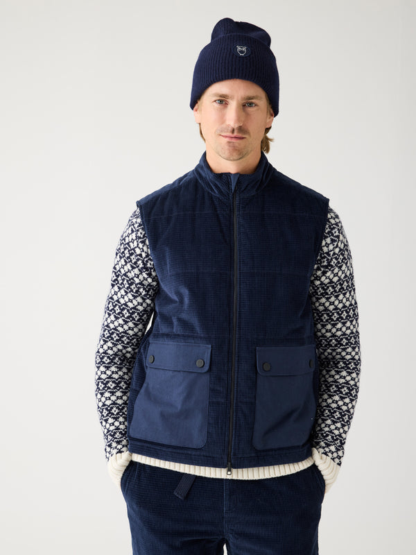 KnowledgeCotton Apparel - MEN Organic Cotton Corduroy Vest GOTS Vests 1412 Night Sky