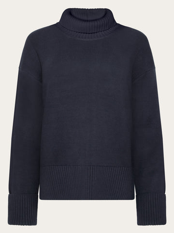 KnowledgeCotton Apparel - WMN Organic Cotton Crew Neck - Regenerative Organic Certified™ - GOTS/Vegan Knits 1412 Night Sky