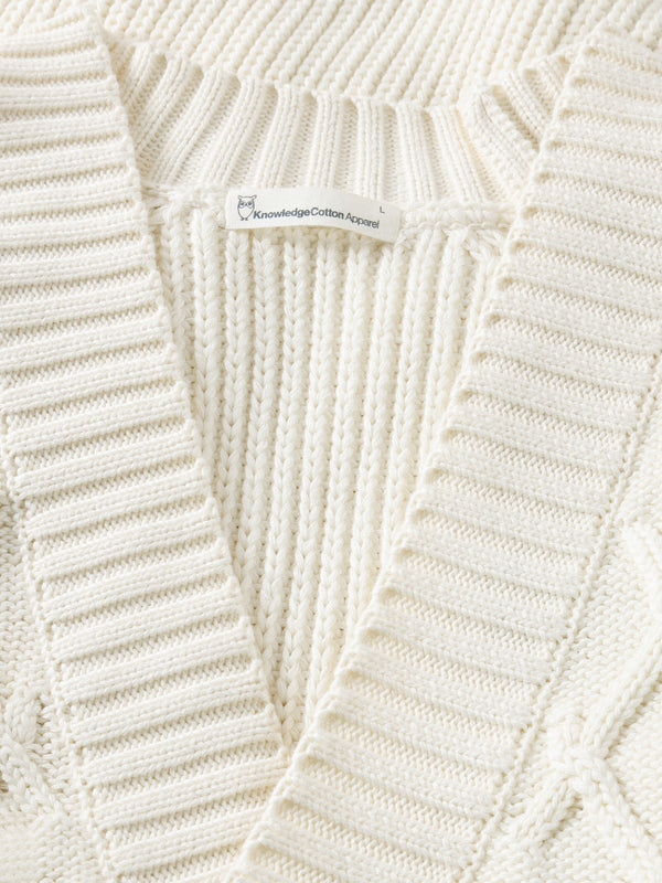KnowledgeCotton Apparel - MEN Organic Cotton Diamond Knit - Regenerative Organic Certified™ - GOTS/Vegan Knits 1387 Egret