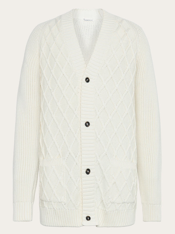 KnowledgeCotton Apparel - MEN Organic Cotton Diamond Knit - Regenerative Organic Certified™ - GOTS/Vegan Knits 1387 Egret
