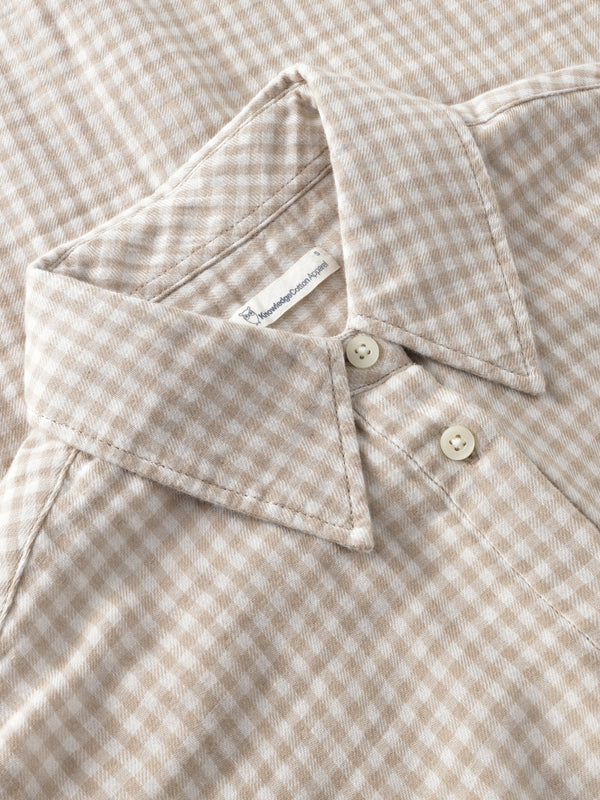 KnowledgeCotton Apparel - WMN Organic Cotton Double layer Shirt GOTS Shirts 7030 Beige check
