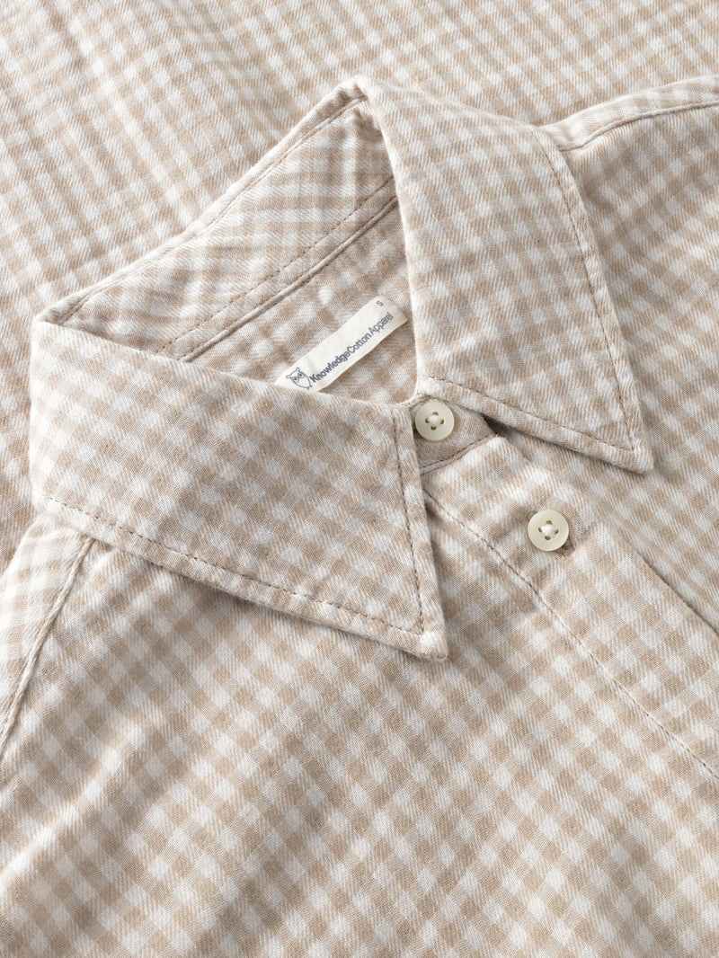 KnowledgeCotton Apparel - WMN Organic Cotton Double layer Shirt GOTS Shirts 7030 Beige check