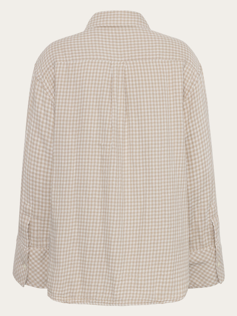 KnowledgeCotton Apparel - WMN Organic Cotton Double layer Shirt GOTS Shirts 7030 Beige check