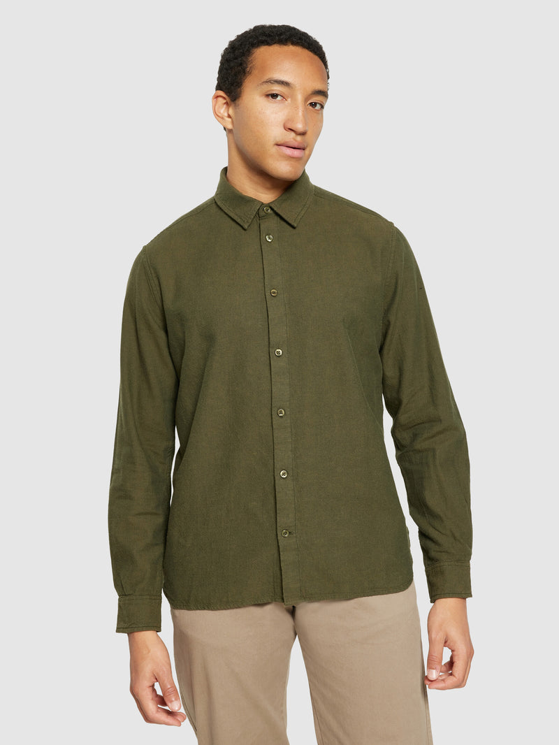 KnowledgeCotton Apparel - MEN Organic Cotton Flannel Shirt GOTS Shirts 1090 Forrest Night