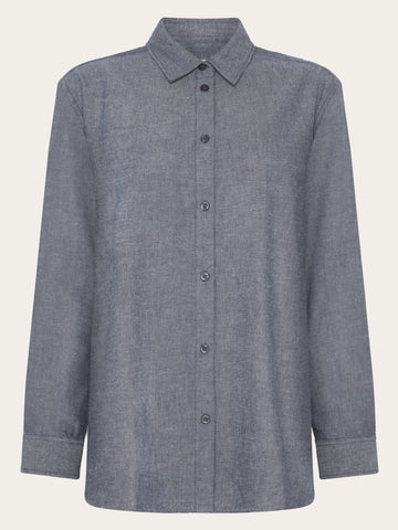 KnowledgeCotton Apparel - WMN Organic Cotton Flannel Shirt GOTS Shirts 1412 Night Sky