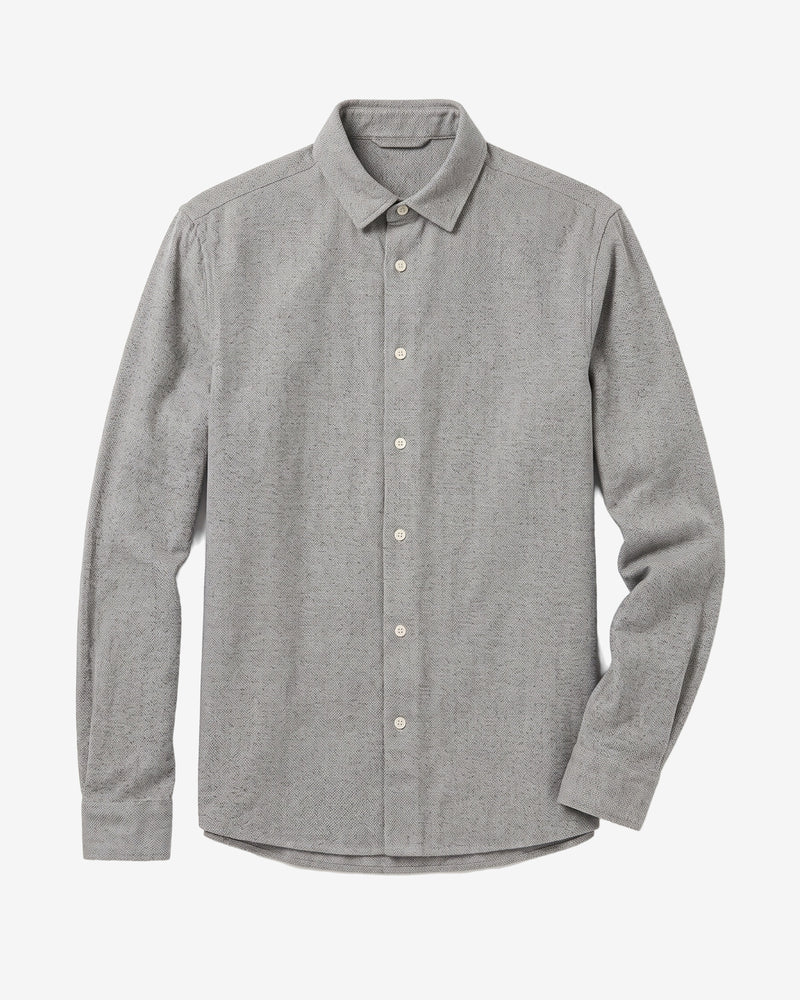 KnowledgeCotton Apparel - MEN Organic Cotton Mélange Shirt GOTS Shirts 1228 Light feather gray