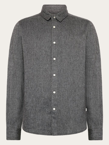 KnowledgeCotton Apparel - MEN Organic Cotton Mélange Shirt GOTS Shirts 1487 Chocolate Torte