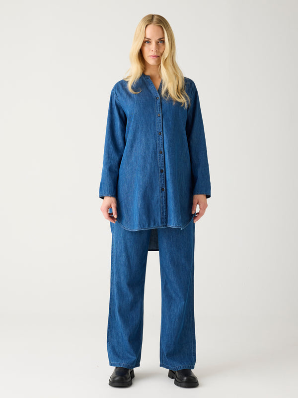 KnowledgeCotton Apparel - WMN Organic Cotton Posey Denim Pant GOTS Pants 3059 Dark Blue denim