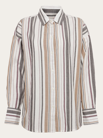 KnowledgeCotton Apparel - WMN Organic Cotton Striped Shirt GOTS Shirts 8025 Red Stripe