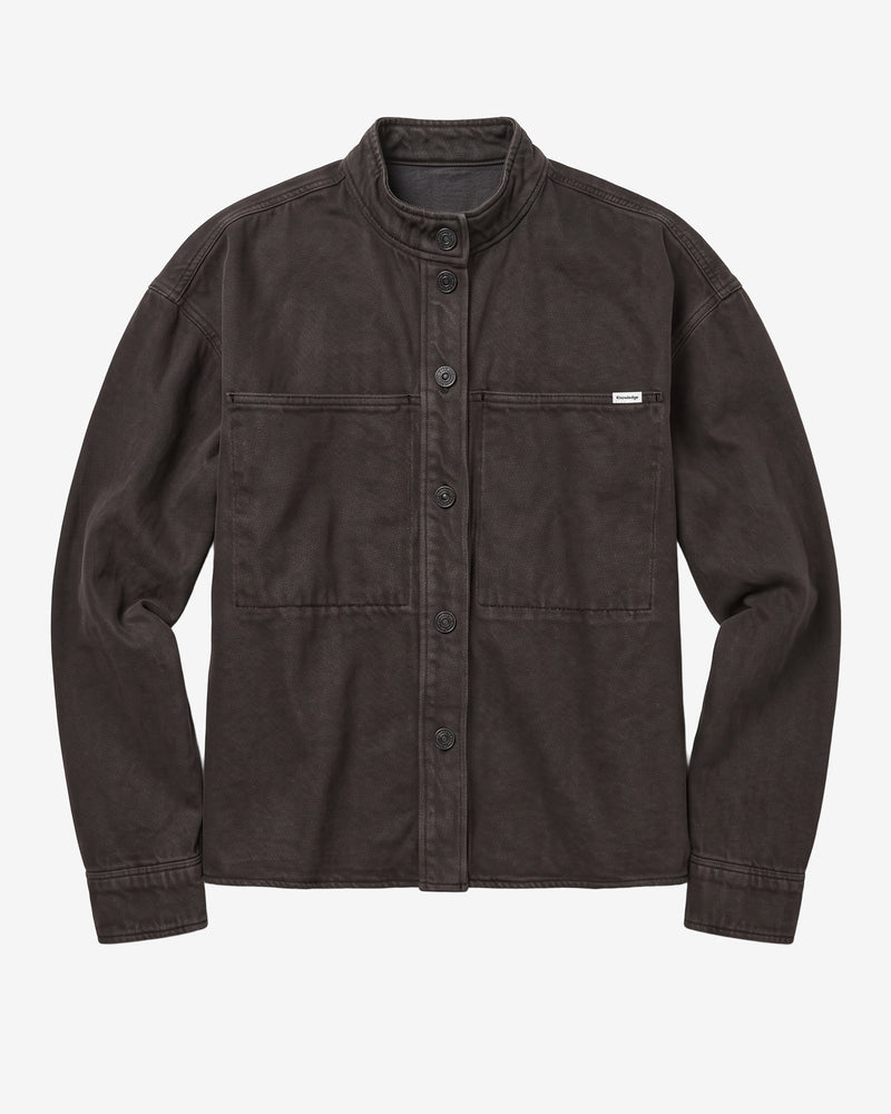KnowledgeCotton Apparel - WMN Organic Cotton Twill Overshirt GOTS Overshirts 1487 Chocolate Torte