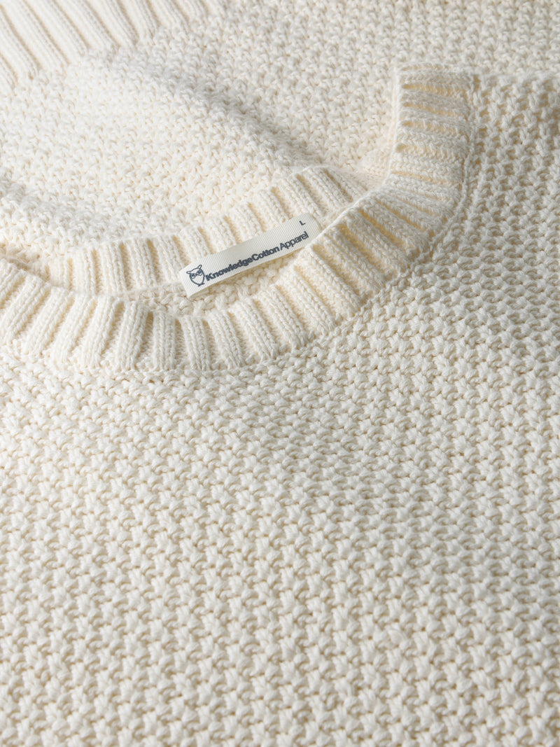 KnowledgeCotton Apparel - MEN Organic Cotton crew neck knit - GOTS/Vegan Knits 1387 Egret