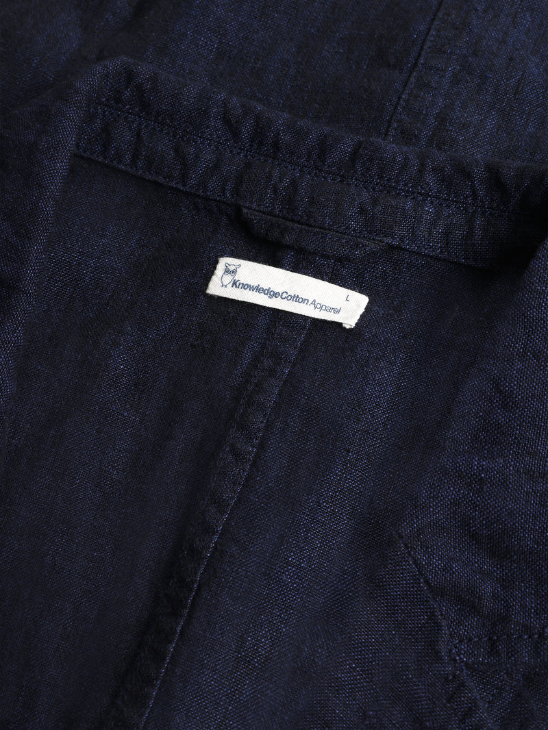 KnowledgeCotton Apparel - MEN Organic Linen Blazer GOTS/Vegan Overshirts 1450 Yarndyed - Total Eclipse