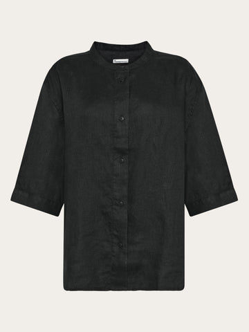 KnowledgeCotton Apparel - WMN Organic Linen Shirt GOTS/Vegan Shirts 1300 Black Jet