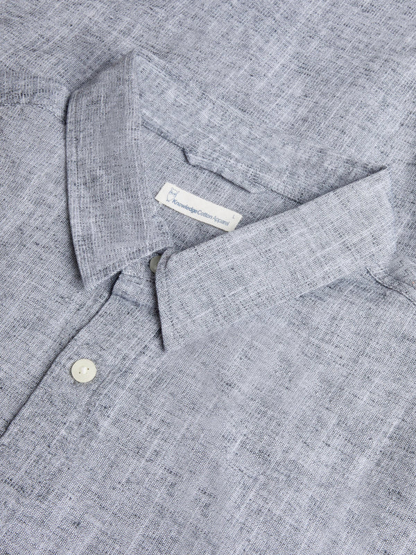 KnowledgeCotton Apparel - MEN Organic Linen Structured Shirt GOTS/Vegan Shirts 1300 Black Jet