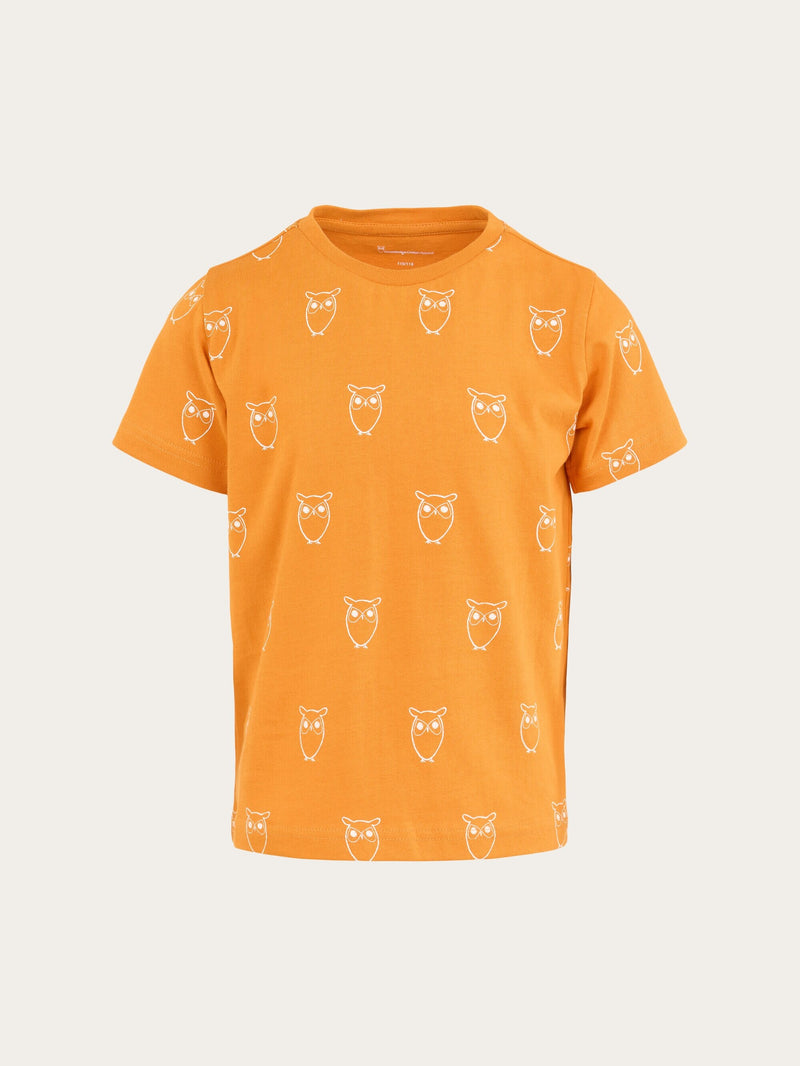 KnowledgeCotton Apparel - YOUNG Owl AOP t-shirt T-shirts 1365 Desert Sun