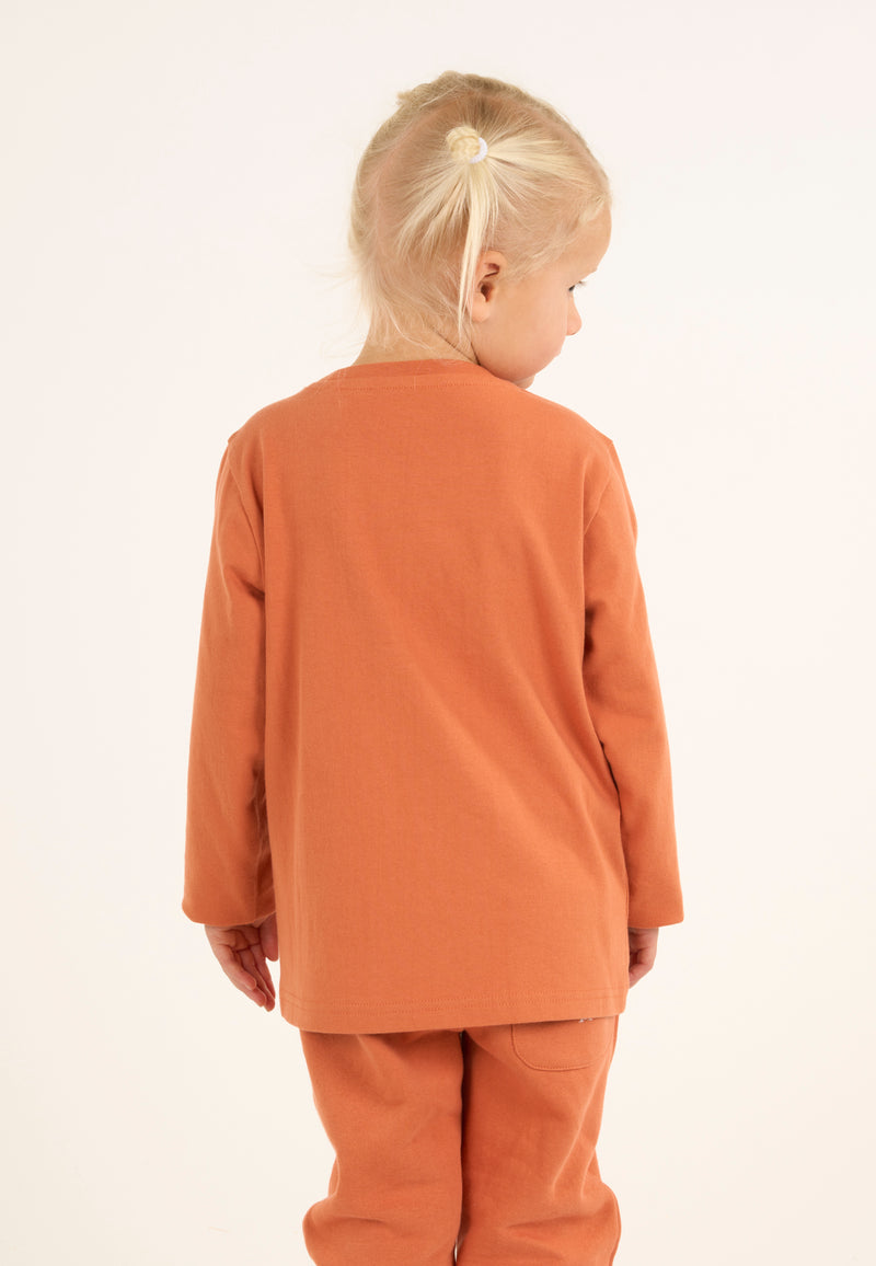 KnowledgeCotton Apparel - YOUNG Owl long sleeve t-shirt Long Sleeves 1367 Autumn Leaf
