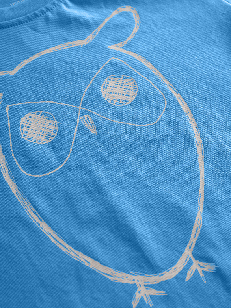 KnowledgeCotton Apparel - YOUNG Owl t-shirt T-shirts 1393 Azure Blue