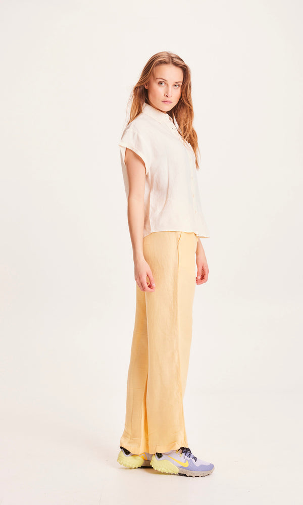 KnowledgeCotton Apparel - WMN POSEY Linen Mix Elastic Waist Pants Pants 1352 Impala