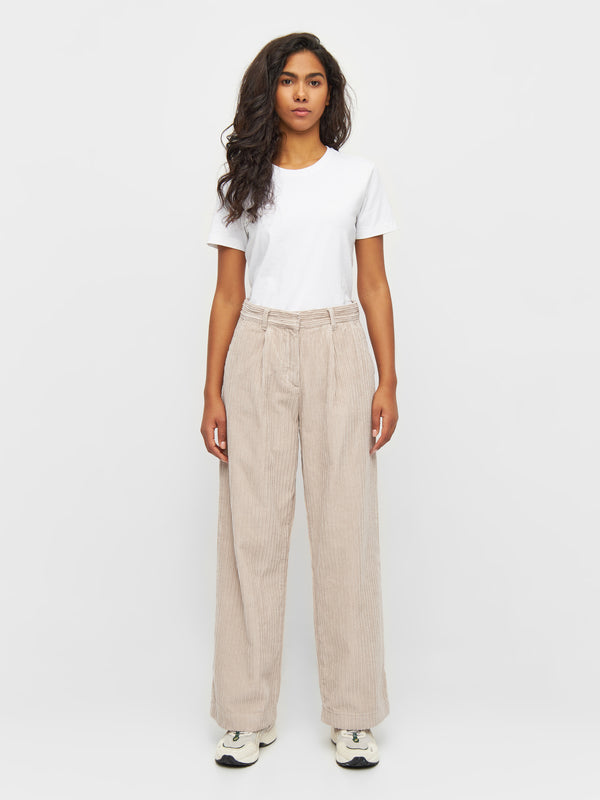 KnowledgeCotton Apparel - WMN POSEY wide high-rise irregular corduroy pants Pants 1228 Light feather gray