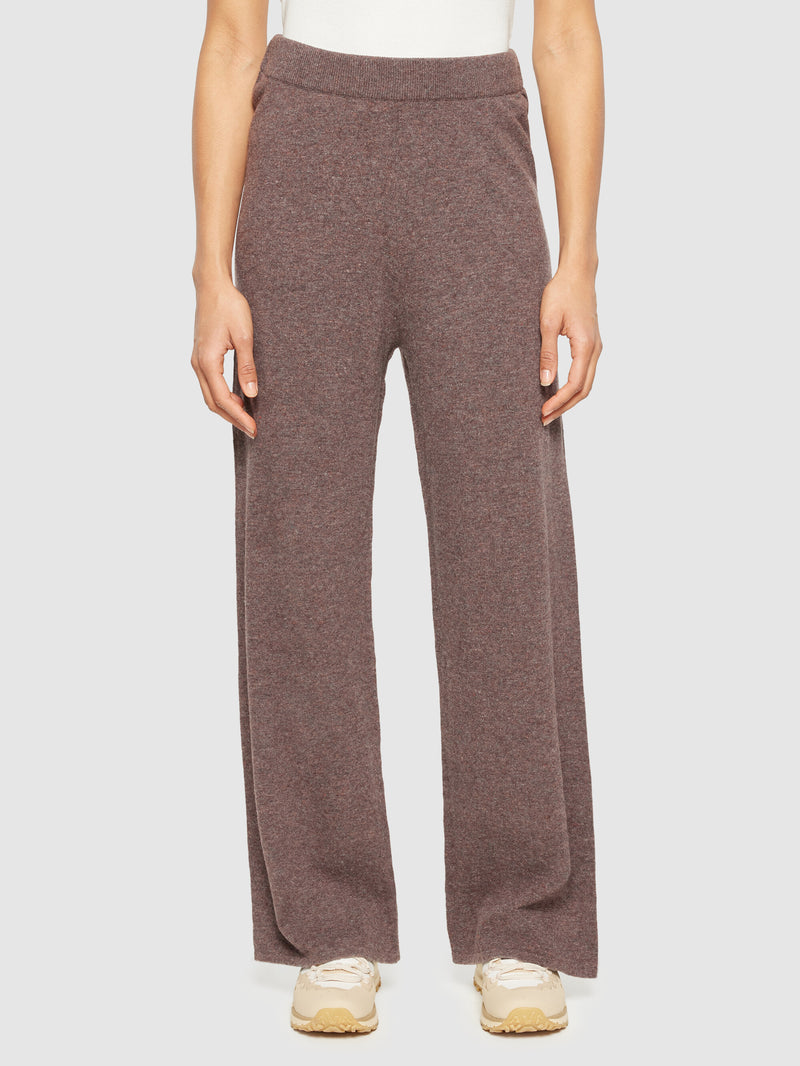 KnowledgeCotton Apparel - WMN POSEY wide mid-rise knitted pants - RWS Pants 1243 Demitasse (brown)